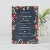 ネイビーレッドクリスマスリースフェスティバルフローラパーティー 招待状 (スタンド正面)