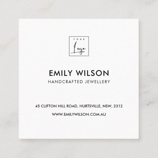 ネイビーレッドグリーンスタークリスマスストッキングありがとう スクエア名刺 (裏面)