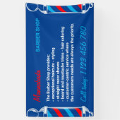 ネイビーレッドポールサプライサービス理容室 横断幕 (縦)