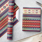 ネイビーレッド北欧の醜いクリスマスセーターギフトラップ ラッピングペーパー