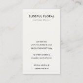 ネイビーレッド赤面ブルゴーニュバラ水彩フローラ 名刺 (裏面)