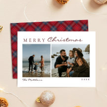 ネイビーレッド ターターンチェックシンプル家族写真 クリスマス