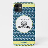 ネイビーレトロウォーターパターンカワウソカヌー オーダーネーム Case-Mate iPhoneケース (裏面)