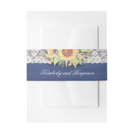 ネイビーレースとヒマ素朴結婚フラワー 招待状ベリーバンド