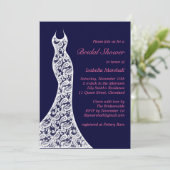 ネイビーレースのようブライダルシャワー招待 招待状 (スタンド正面)