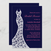 ネイビーレースのようブライダルシャワー招待 招待状 (正面/裏面)