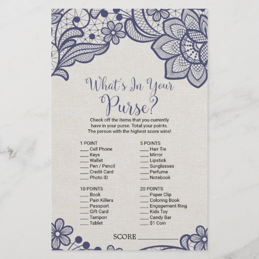 ネイビーレース"どのように良く花嫁を知っている"ゲーム チラシ (裏面)