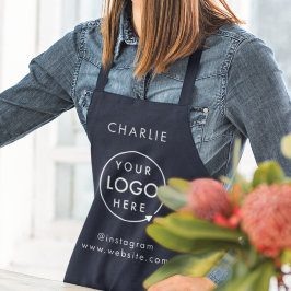 ネイビーロゴ |ミニマル企業のモダンリストブルー エプロン