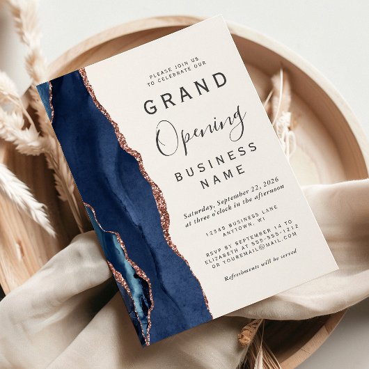 ネイビーローズゴールドアゲート ビジネス盛大な開会式 招待状