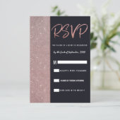 ネイビーローズゴールドグリッターカラーブロックRSVP 招待状 (スタンド正面)