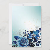 ネイビーローズ バタフライ ゴールドグリッター グリーン 誕生日 招待状 (裏面)