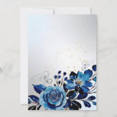 ネイビーローズ バタフライ ゴールド グリッター シルバー 誕生日 招待状 (裏面)