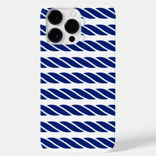 ネイビーロープストライプの航海の背景のカスタマイズ Case-Mate iPhoneケース (裏面)