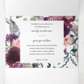 ネイビーワイルドパープル薄紫フローラ水の色結婚の 三つ折り招待状 (内部中)