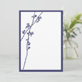 ネイビーワイルドフラワーブランチ結婚式招待状 招待状 (スタンド正面)