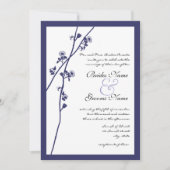 ネイビーワイルドフラワーブランチ結婚式招待状 招待状 (正面)