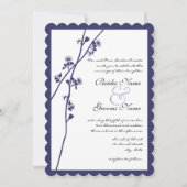 ネイビーワイルドフラワーブランチ結婚式招待状 招待状 (正面)