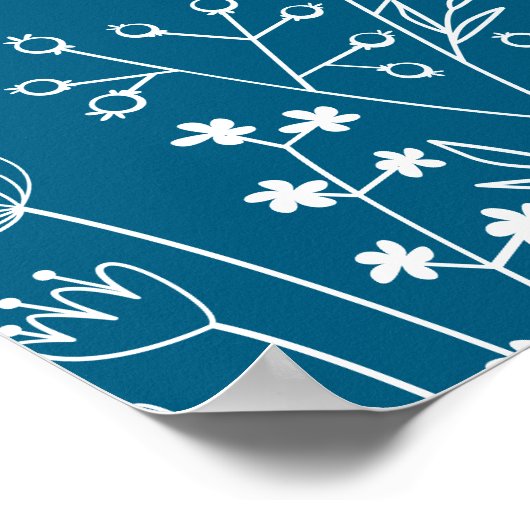 ネイビーワイルドフラワー婚約パーティへようこそ ポスター (角)