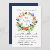 ネイビーンオレンジキクアザミリース結婚ズ 招待状 (正面/裏面)