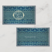 ネイビーヴィンテージダマスクウェディング座席表 プレイスカード (正面/裏面)