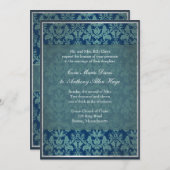 ネイビーヴィンテージダマスクウエディング招待状 招待状 (正面/裏面)