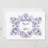ネイビーヴィンテージフレーム結婚式招待状 招待状 (正面)