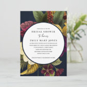 ネイビーヴィンテージレトロブルゴーニュフローラブライダルシャワー 招待状 (スタンド正面)