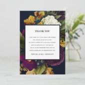 ネイビーヴィンテージレトロブルゴーニュ秋結婚フローラ サンキューカード (スタンド正面)