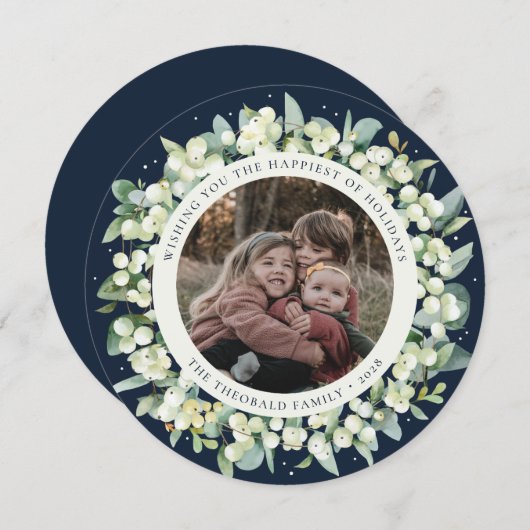 ネイビー丸/四角スノーベリー+ユーカリの写真 シーズンカード (正面/裏面)