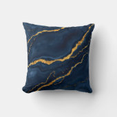 ネイビー人気があるブルー金ゴールドマーブルコレクション クッション (正面)