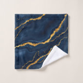 ネイビー人気があるブルー金ゴールドマーブルコレクション バスタオルセット (ウォッシュタオル)