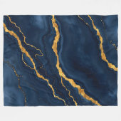 ネイビー人気があるブルー金ゴールドマーブルコレクション フリースブランケット (正面(横))