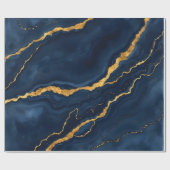 ネイビー人気があるブルー金ゴールドマーブルコレクション ラッピングペーパー (フラット)