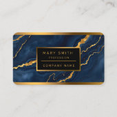 ネイビー人気があるブルー金ゴールドマーブルコレクション 名刺 (正面)