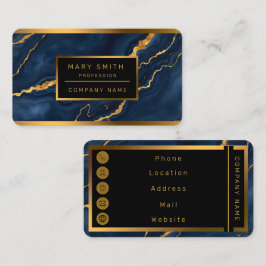 ネイビー人気があるブルー金ゴールドマーブルコレクション 名刺