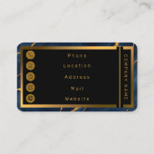 ネイビー人気があるブルー金ゴールドマーブルコレクション 名刺 (裏面)