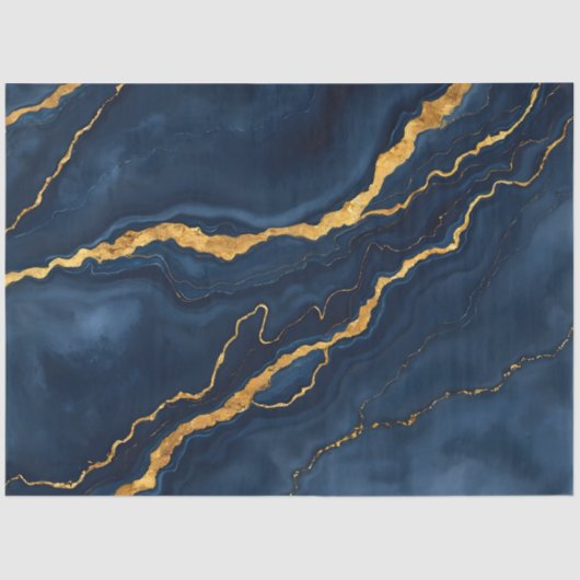 ネイビー人気があるブルー金ゴールドマーブルコレクション 薄葉紙 (正面)