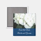 ネイビー付き白いアジサイ縁ど マグネット (正面/裏面)