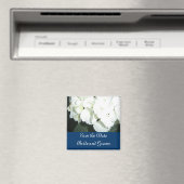 ネイビー付き白いアジサイ縁ど マグネット (インサイチュ (食洗機))