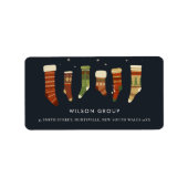 ネイビー企業のグリーンクリスマスストッキングスターデコール ラベル (正面)