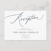 ネイビー伝統的ブルーウェディングレセプション エンクロージャーカード (正面)