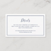 ネイビー伝統的ブルーエレガントな結婚式 エンクロージャーカード (正面)