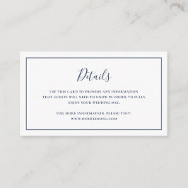 ネイビー伝統的ブルーエレガントな結婚式 エンクロージャーカード