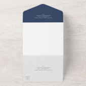 ネイビー伝統的ブルーエレガントな結婚式 オールインワン招待状 (外側)