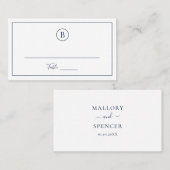 ネイビー伝統的ブルーエレガントな結婚式 プレイスカード (正面/裏面)