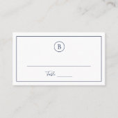 ネイビー伝統的ブルーエレガントな結婚式 プレイスカード (正面)