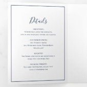 ネイビー伝統的ブルーエレガントな結婚式 三つ折り招待状 (内部最初)