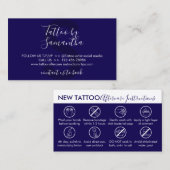 ネイビー体アートアフターケアの指示タトゥー 名刺 (正面/裏面)