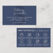 ネイビー体アートアフターケア指示タトゥー 名刺 (正面/裏面)