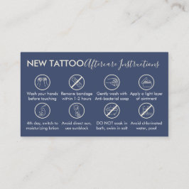 ネイビー体アートアフターケア指示タトゥー 名刺